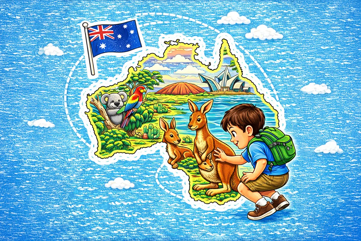 Neurodivergent Children Adventures in Australia shown in a personalised book