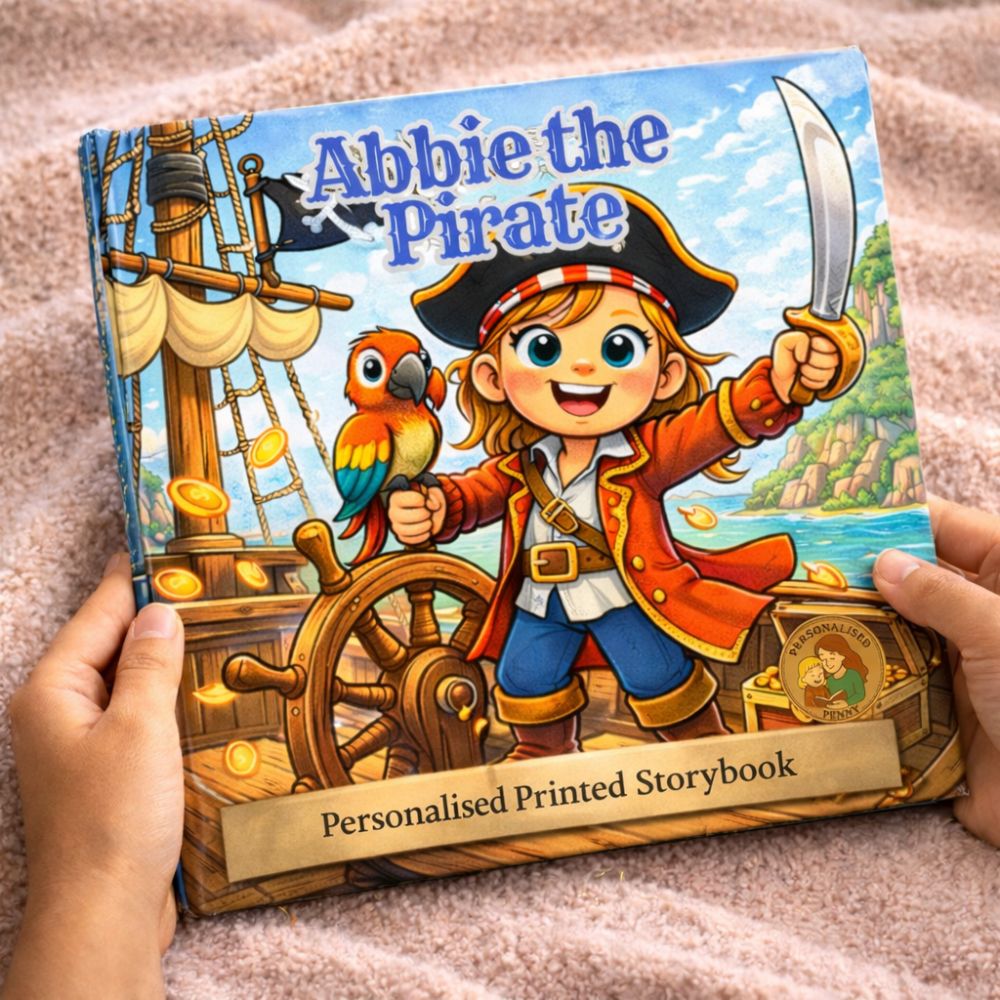 Personalised pirate storybook cover for ages 3–9